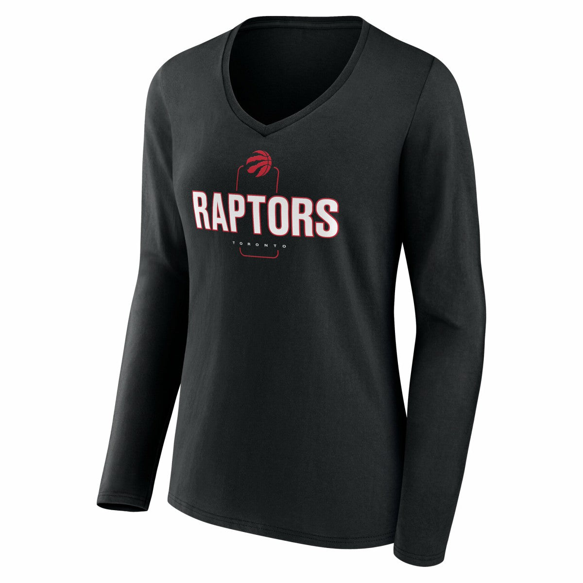 Toronto Raptors Women's Center Court Name & Number Custom Long Sleeve V-Neck T-Shirt Black - NBA