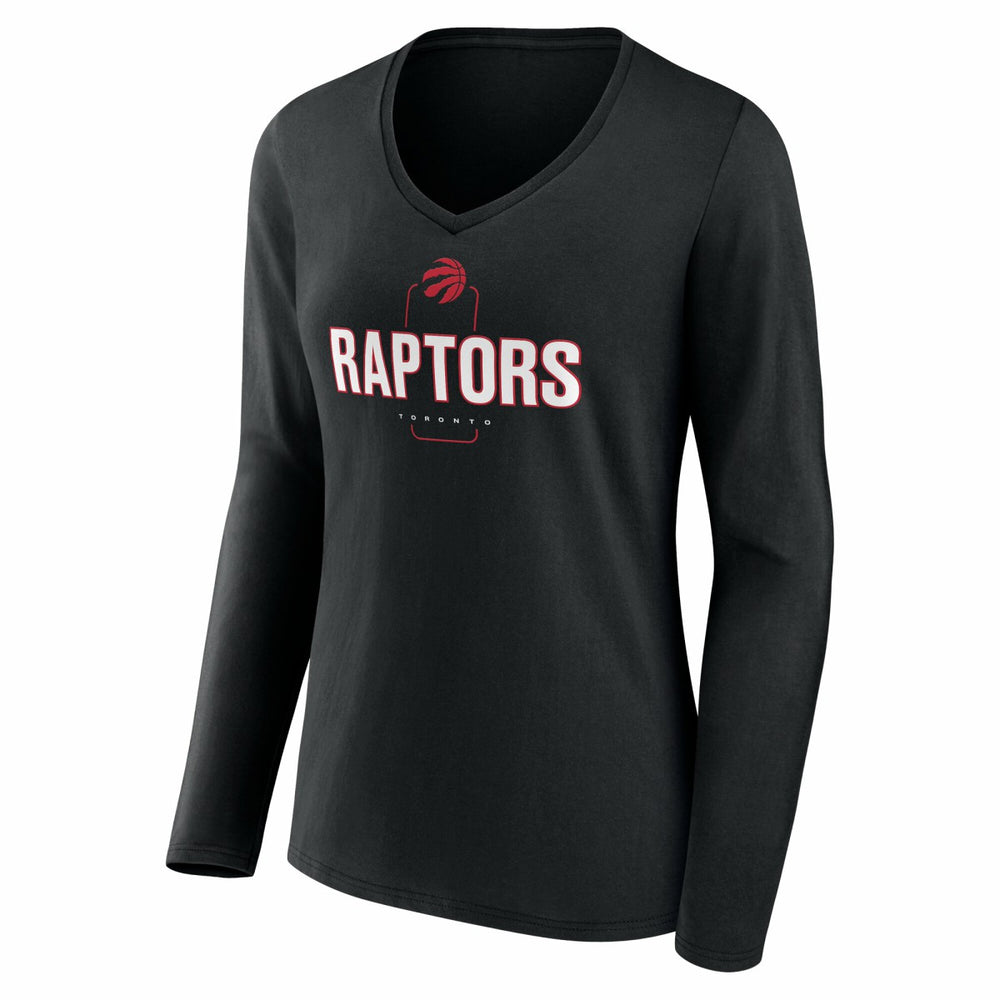 Toronto Raptors Women's Center Court Name & Number Custom Long Sleeve V-Neck T-Shirt Black - NBA