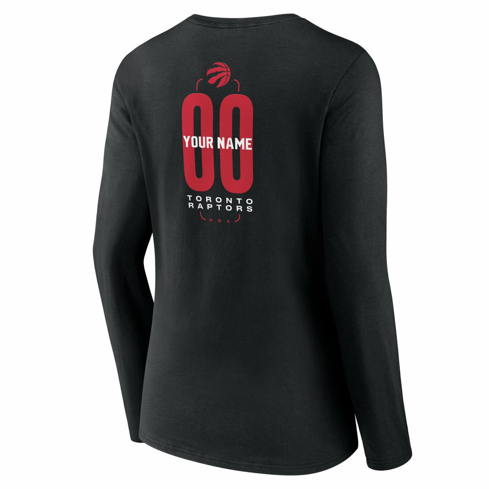 Toronto Raptors Women's Center Court Name & Number Custom Long Sleeve V-Neck T-Shirt Black - NBA
