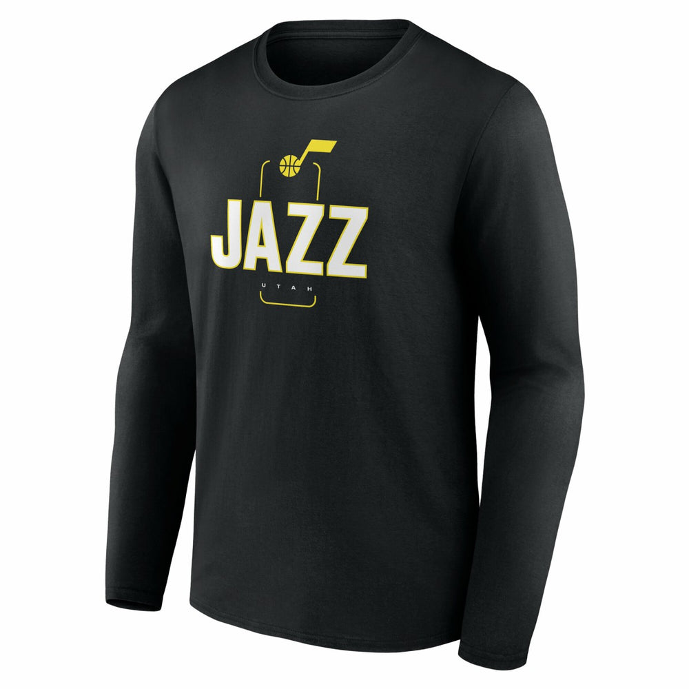 Utah Jazz Center Court Name & Number Custom Long Sleeve T-Shirt Black - NBA