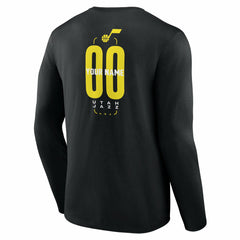 Utah Jazz Center Court Name & Number Custom Long Sleeve T-Shirt Black - NBA