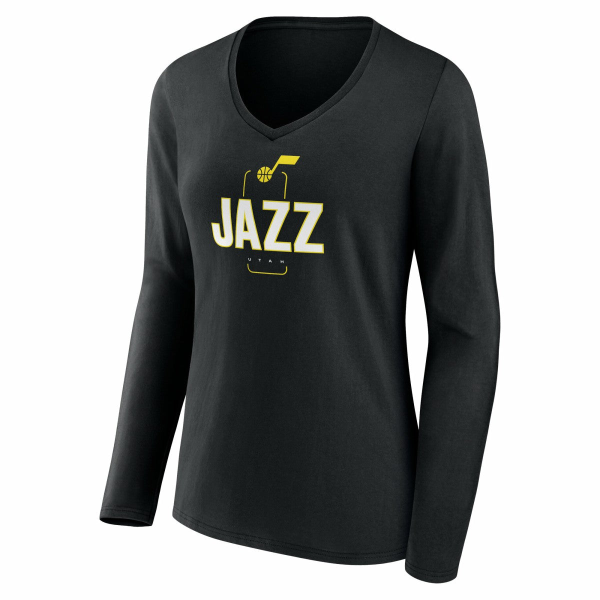 Utah Jazz Women's Center Court Name & Number Custom Long Sleeve V-Neck T-Shirt Black - NBA