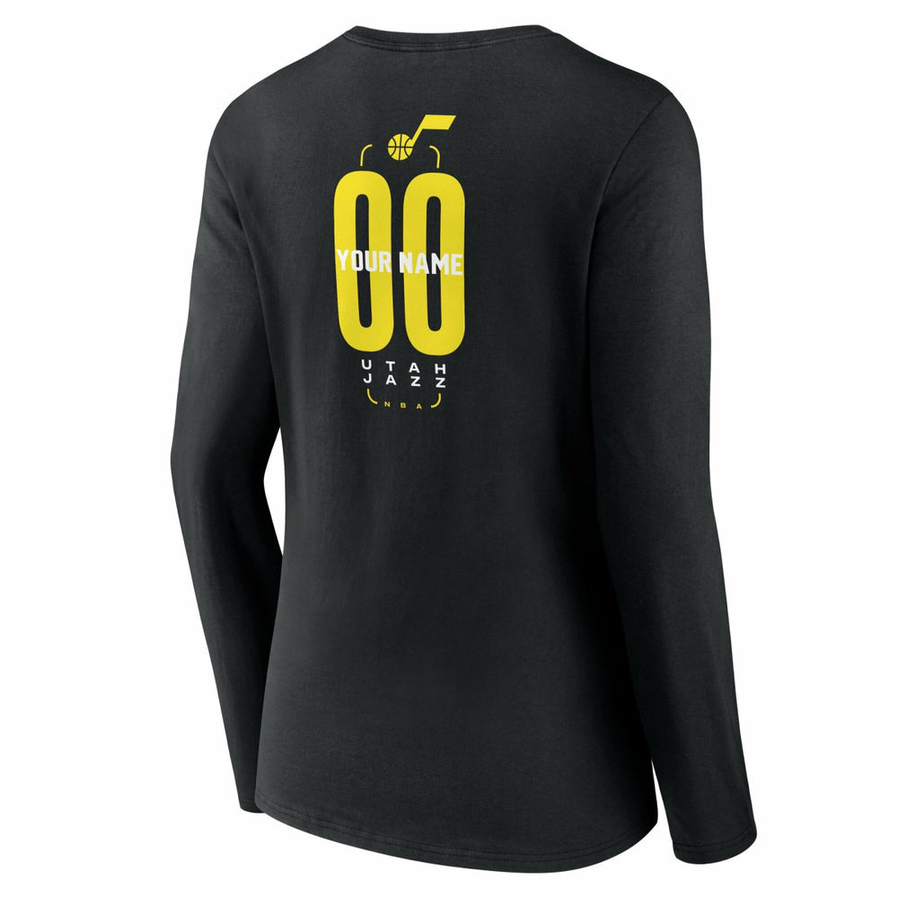 Utah Jazz Women's Center Court Name & Number Custom Long Sleeve V-Neck T-Shirt Black - NBA
