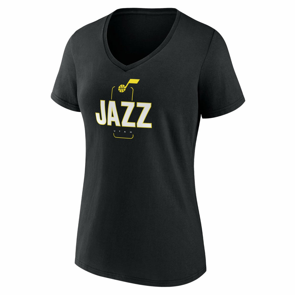 Utah Jazz Women's Center Court Name & Number Custom V-Neck T-Shirt Black - NBA