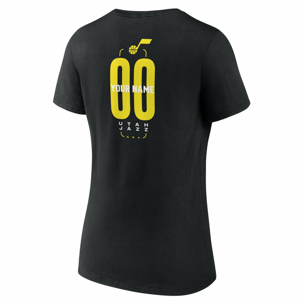 Utah Jazz Women's Center Court Name & Number Custom V-Neck T-Shirt Black - NBA