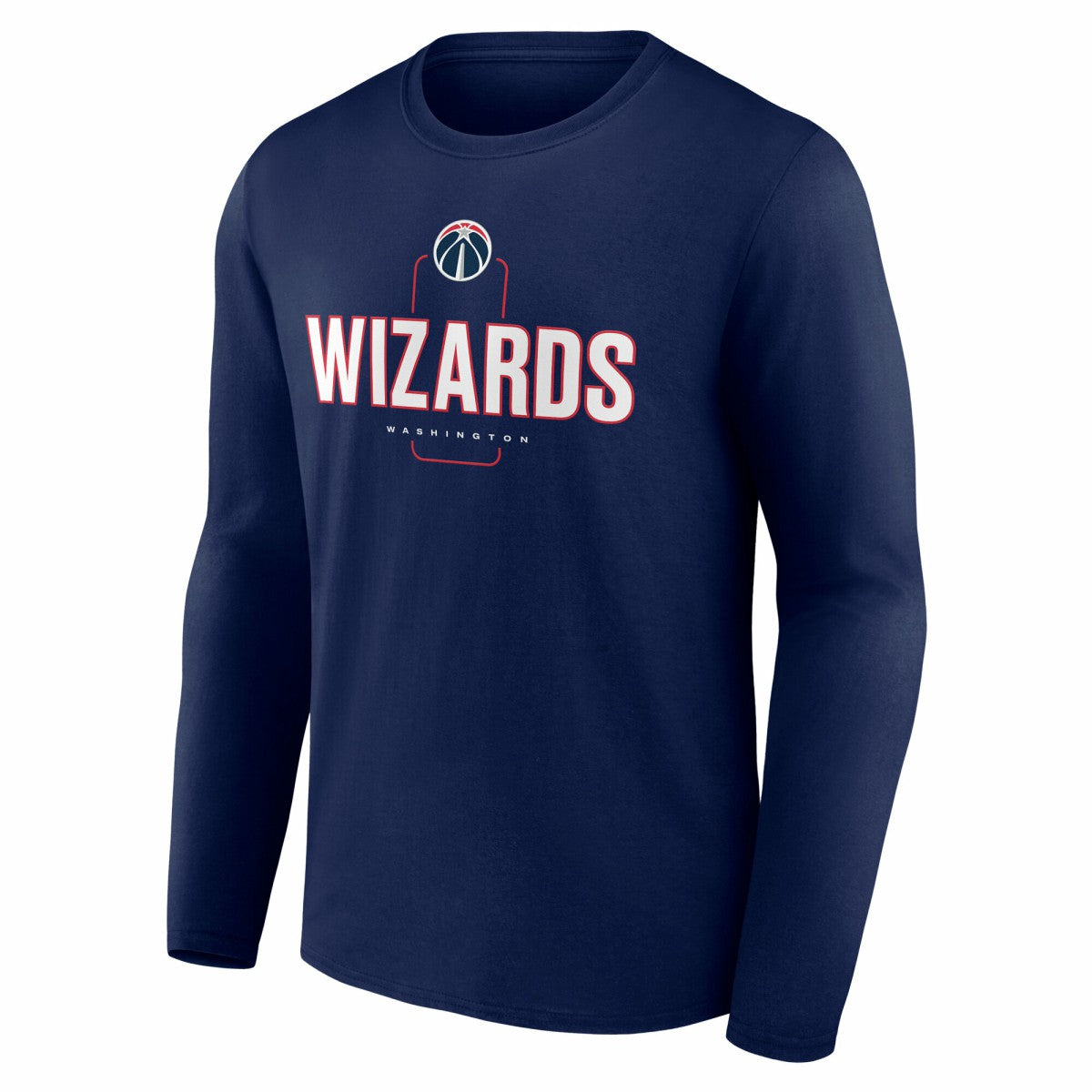 Washington Wizards Center Court Name & Number Custom Long Sleeve T-Shirt Navy - NBA