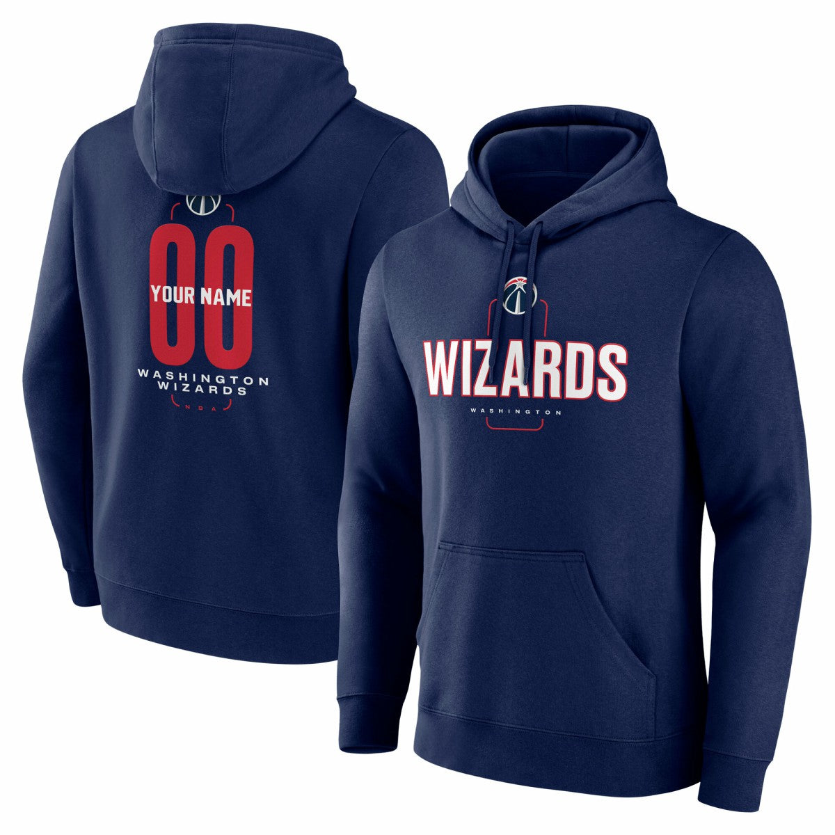 Washington Wizards Center Court Name & Number Custom Hoodie Navy - NBA