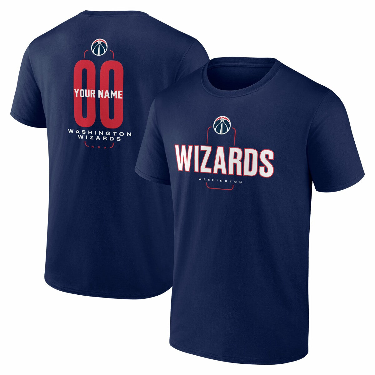 Washington Wizards Center Court Name & Number Custom T-Shirt Navy - NBA