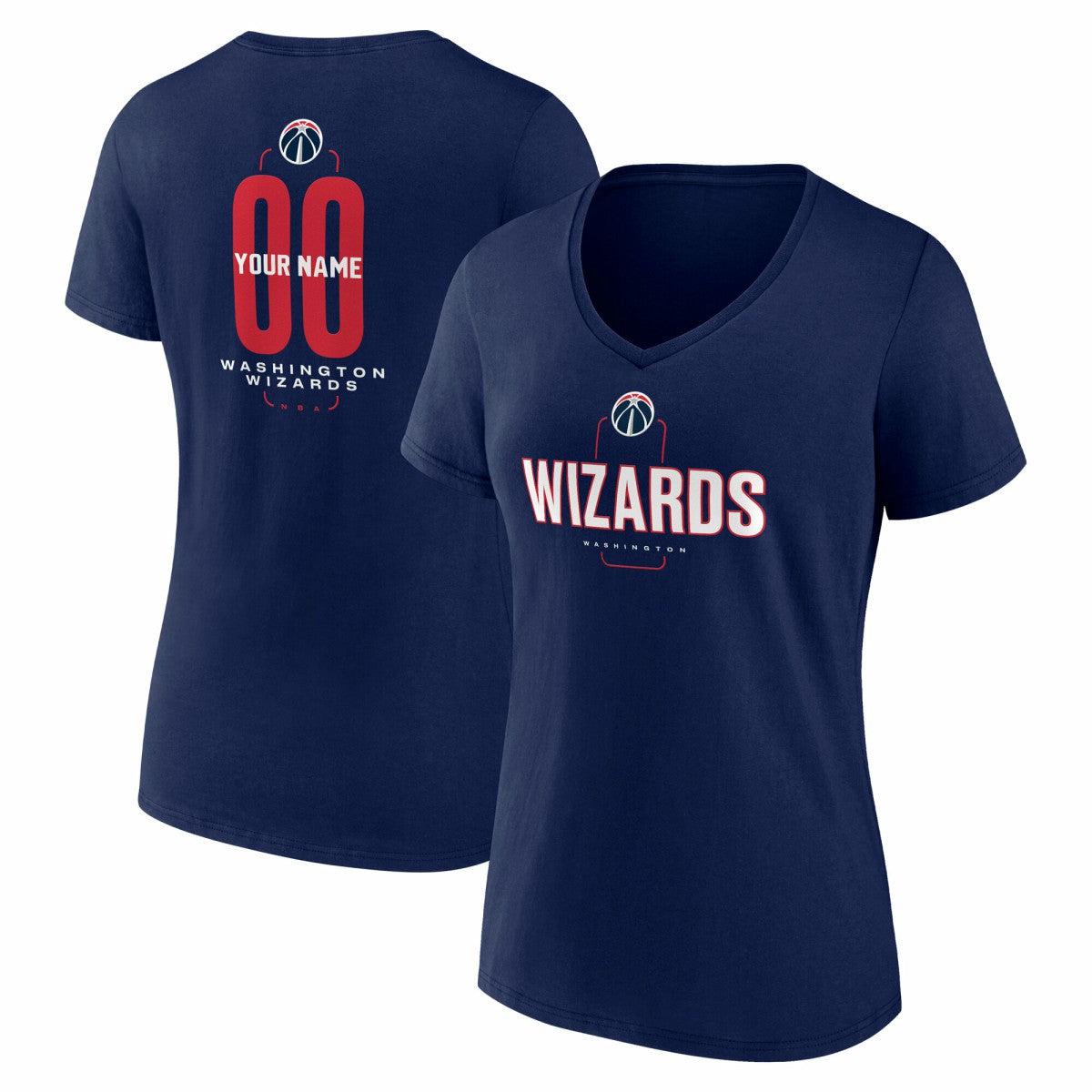 Washington Wizards Women's Center Court Name & Number Custom V-Neck T-Shirt Navy - NBA