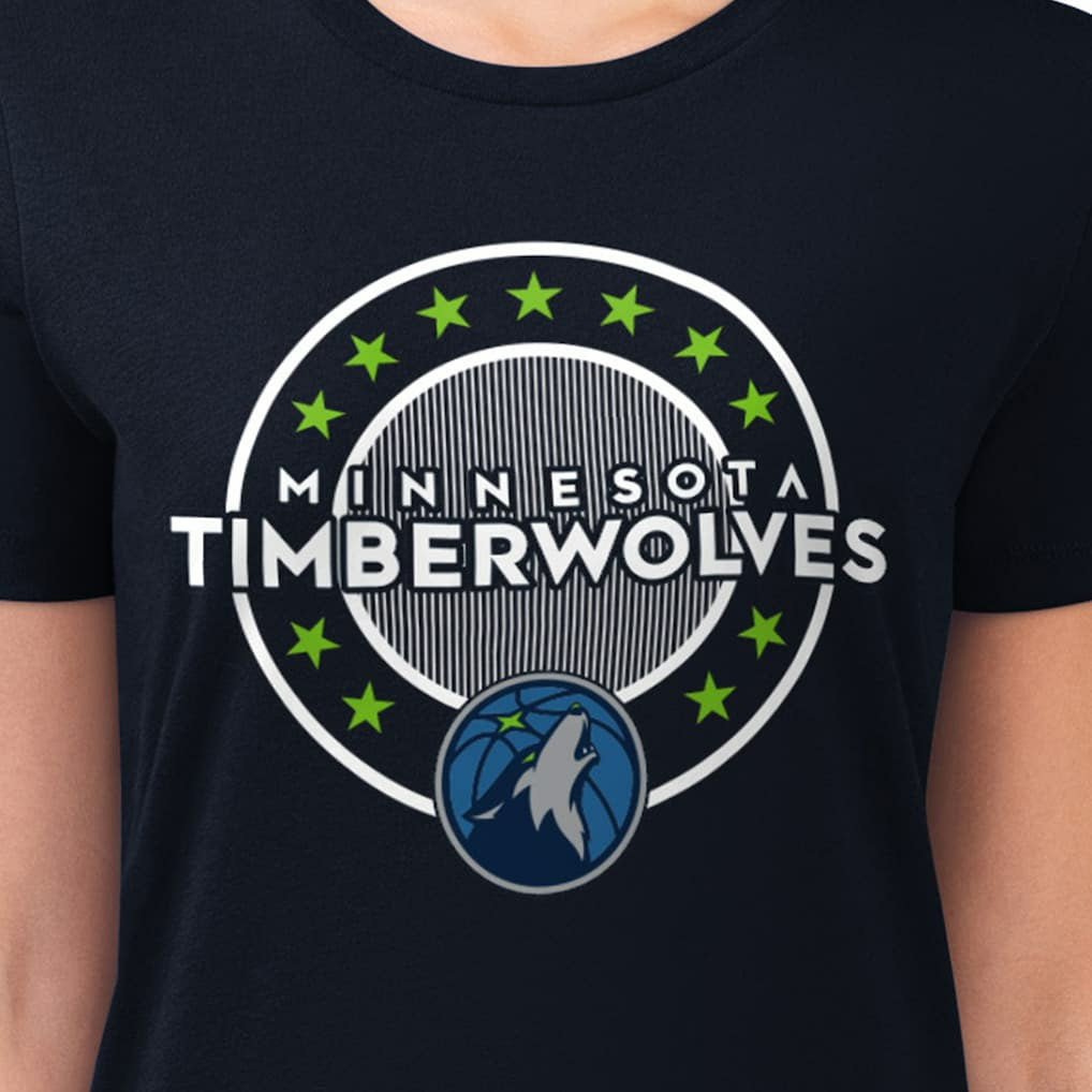 Minnesota Timberwolves G-III 4Her by Carl Banks Women's Super-Slim Lightweight Pinstripe Circle Graphic T-Shirt Navy - NBA