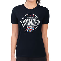 Oklahoma City Thunder G-III 4Her by Carl Banks Women's Super-Slim Lightweight Pinstripe Circle Graphic T-Shirt Navy - NBA