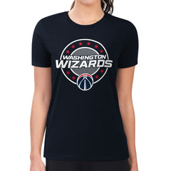 Washington Wizards G-III 4Her by Carl Banks Women's Super-Slim Lightweight Pinstripe Circle Graphic T-Shirt Navy - NBA