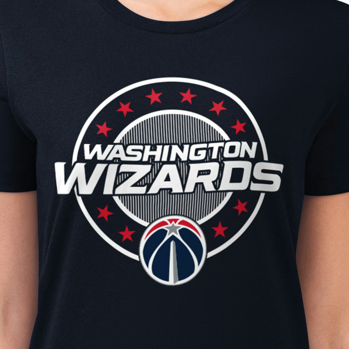 Washington Wizards G-III 4Her by Carl Banks Women's Super-Slim Lightweight Pinstripe Circle Graphic T-Shirt Navy - NBA