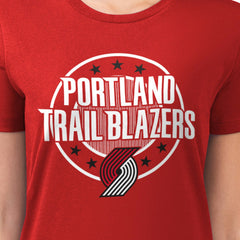 Portland Trail Blazers G-III 4Her by Carl Banks Women's Super-Slim Lightweight Pinstripe Circle Graphic T-Shirt Red - NBA