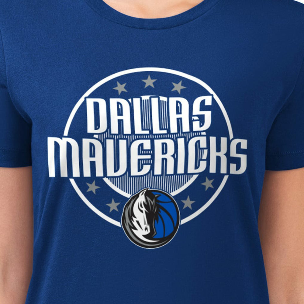 Dallas Mavericks G-III 4Her by Carl Banks Women's Super-Slim Lightweight Pinstripe Circle Graphic T-Shirt Blue - NBA
