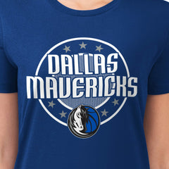 Dallas Mavericks G-III 4Her by Carl Banks Women's Super-Slim Lightweight Pinstripe Circle Graphic T-Shirt Blue - NBA