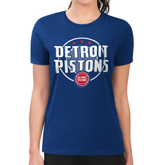 Detroit Pistons G-III 4Her by Carl Banks Women's Super-Slim Lightweight Pinstripe Circle Graphic T-Shirt Blue - NBA