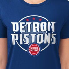 Detroit Pistons G-III 4Her by Carl Banks Women's Super-Slim Lightweight Pinstripe Circle Graphic T-Shirt Blue - NBA