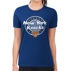 New York Knicks G-III 4Her by Carl Banks Women's Super-Slim Lightweight Pinstripe Circle Graphic T-Shirt Blue - NBA