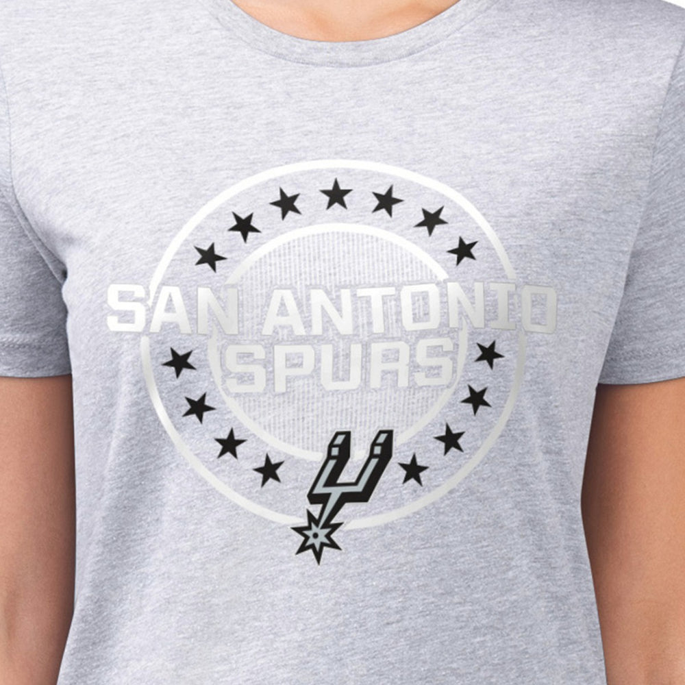 San Antonio Spurs G-III 4Her by Carl Banks Women's Super-Slim Lightweight Pinstripe Circle Graphic T-Shirt Gray - NBA