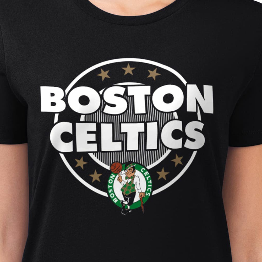 Boston Celtics G-III 4Her by Carl Banks Women's Super-Slim Lightweight Pinstripe Circle Graphic T-Shirt Black - NBA