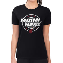 Miami Heat G-III 4Her by Carl Banks Women's Super-Slim Lightweight Pinstripe Circle Graphic T-Shirt Black - NBA