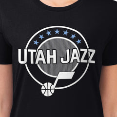 Utah Jazz G-III 4Her by Carl Banks Women's Super-Slim Lightweight Pinstripe Circle Graphic T-Shirt Black - NBA