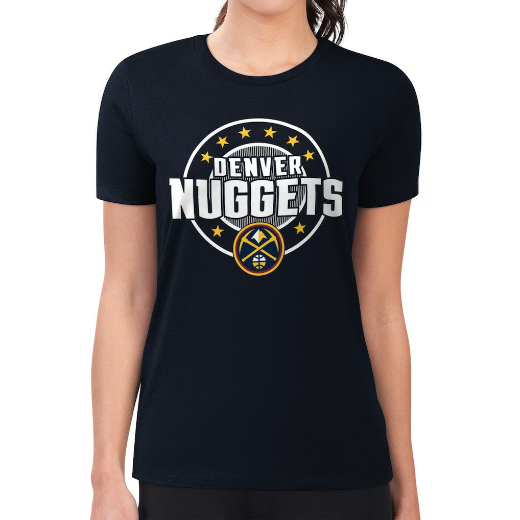 Denver Nuggets G-III 4Her by Carl Banks Women's Super-Slim Lightweight Pinstripe Circle Graphic T-Shirt Navy - NBA