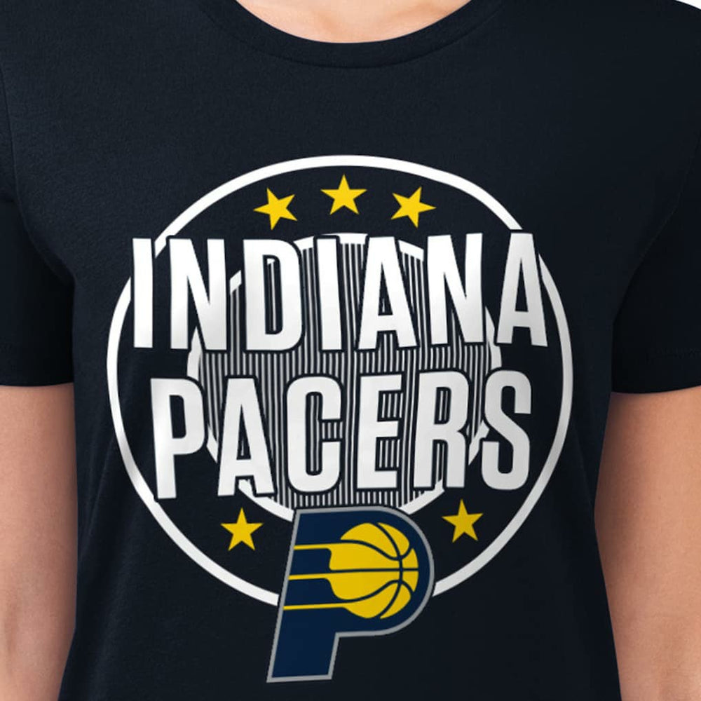 Indiana Pacers G-III 4Her by Carl Banks Women's Super-Slim Lightweight Pinstripe Circle Graphic T-Shirt Navy - NBA
