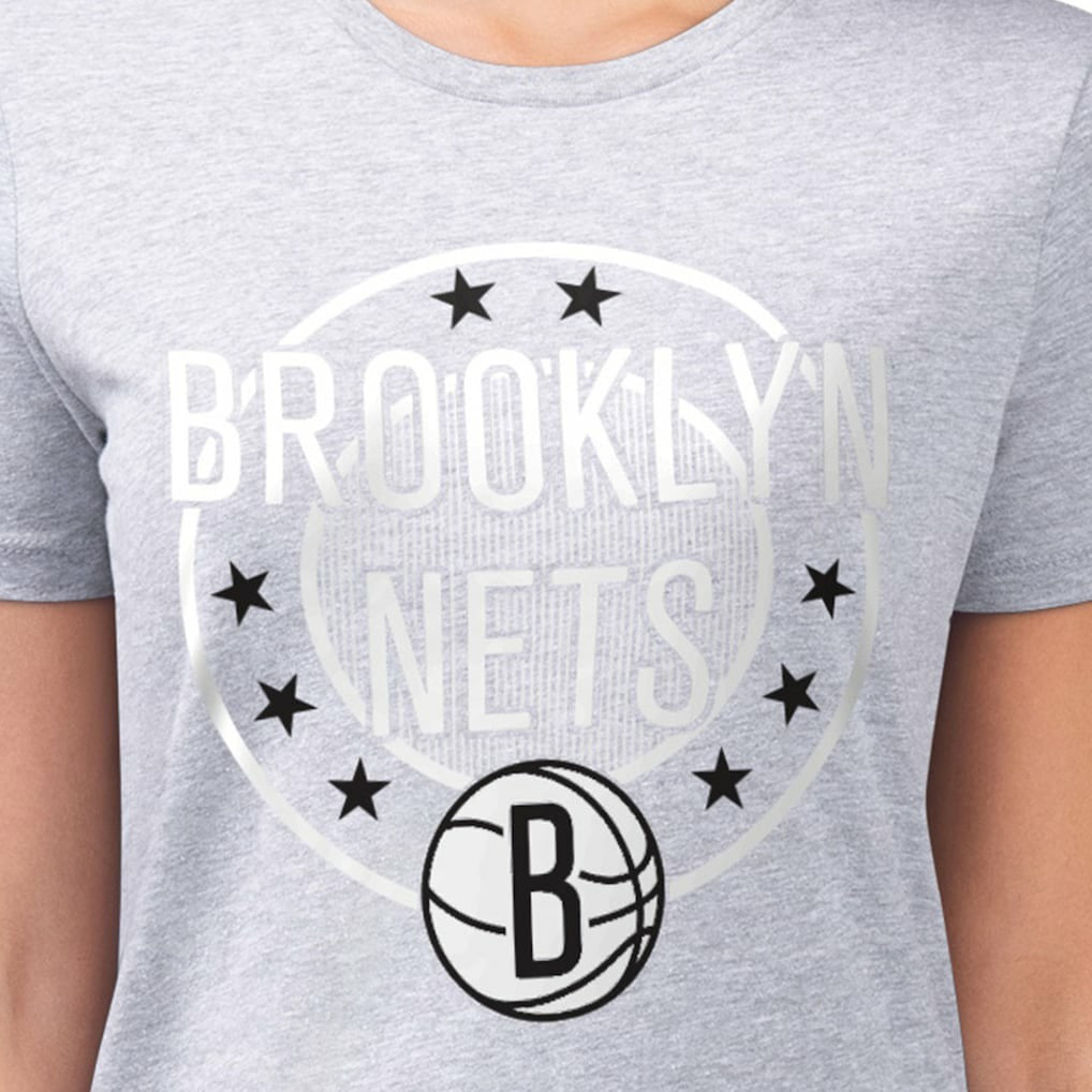 Brooklyn Nets G-III 4Her by Carl Banks Women's Super-Slim Lightweight Pinstripe Circle Graphic T-Shirt Gray - NBA