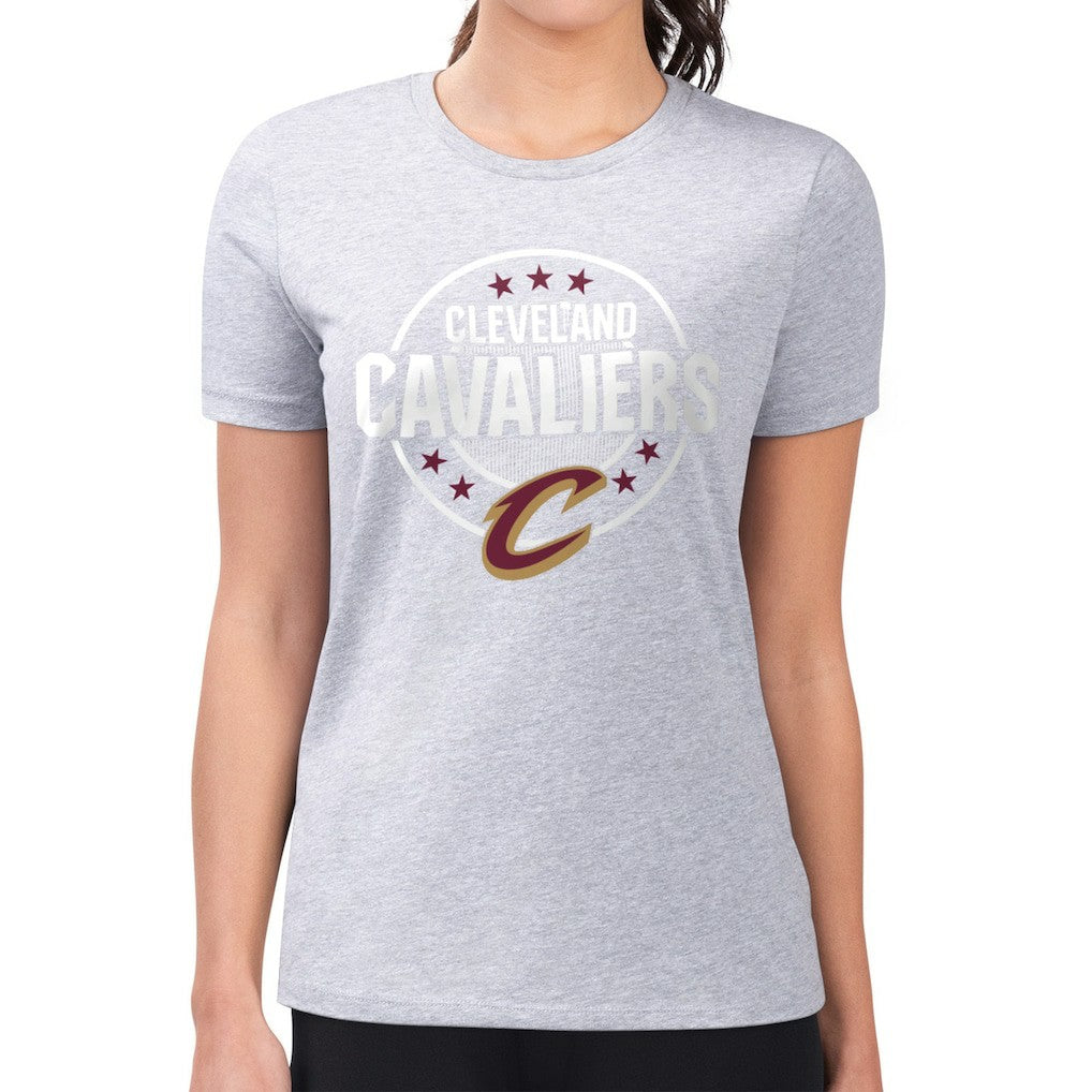 Cleveland Cavaliers G-III 4Her by Carl Banks Women's Super-Slim Lightweight Pinstripe Circle Graphic T-Shirt Gray - NBA