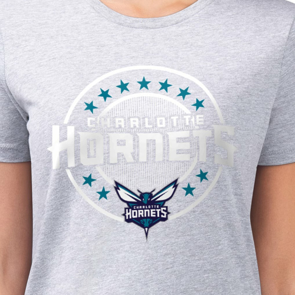 Charlotte Hornets G-III 4Her by Carl Banks Women's Super-Slim Lightweight Pinstripe Circle Graphic T-Shirt Gray - NBA