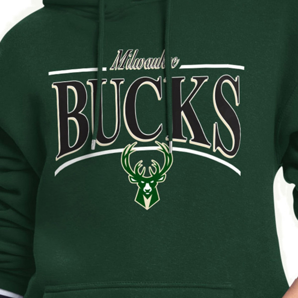 Milwaukee Bucks Starter Women's Arch Stripe Fleece Hoodie Hunter Green - NBA