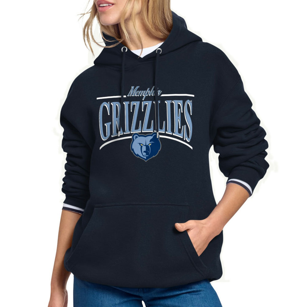 Memphis Grizzlies Starter Women's Arch Stripe Fleece Hoodie Navy - NBA