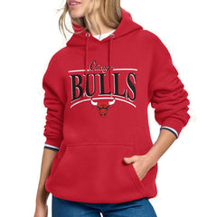 Chicago Bulls Starter Women's Arch Stripe Fleece Hoodie Red - NBA