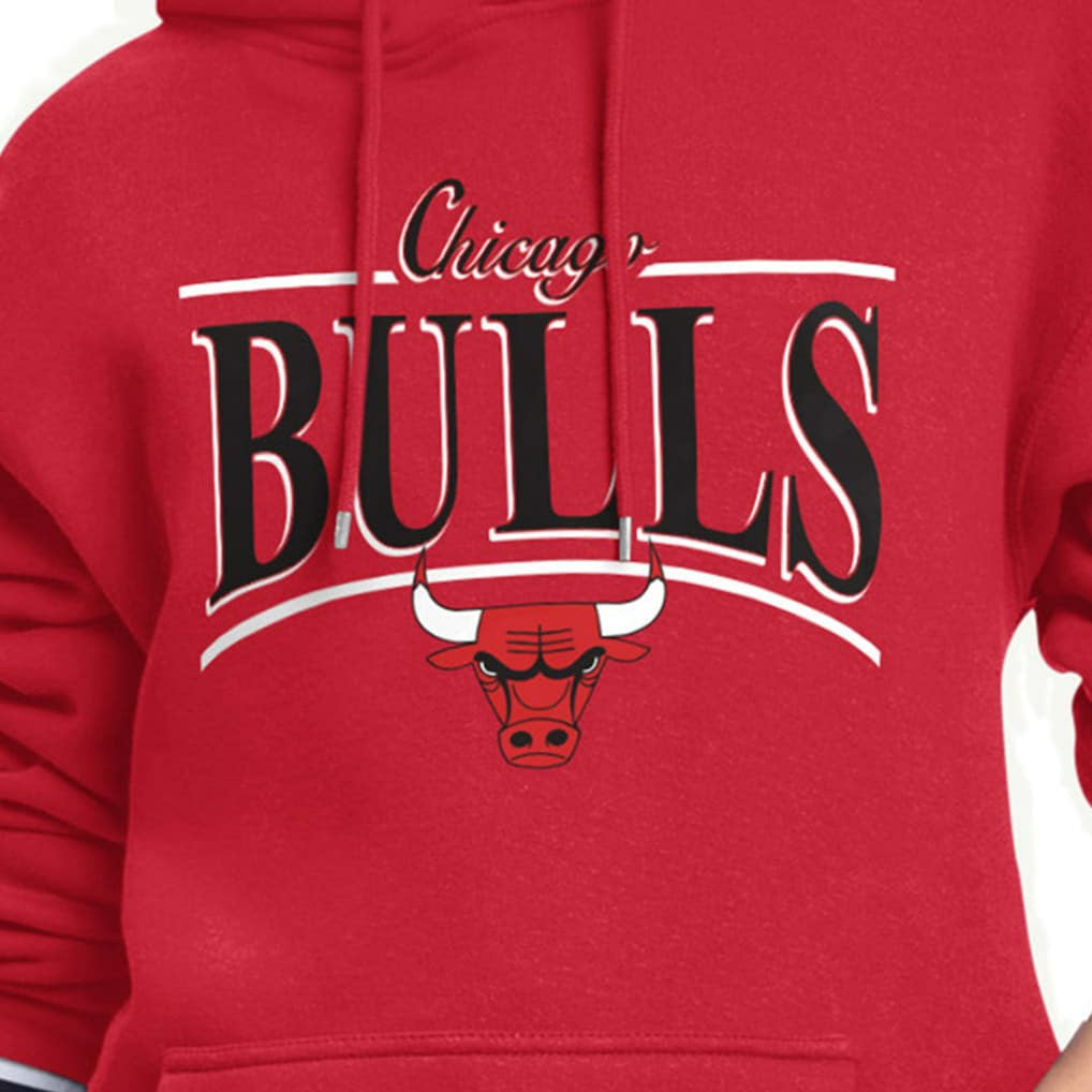 Chicago Bulls Starter Women's Arch Stripe Fleece Hoodie Red - NBA