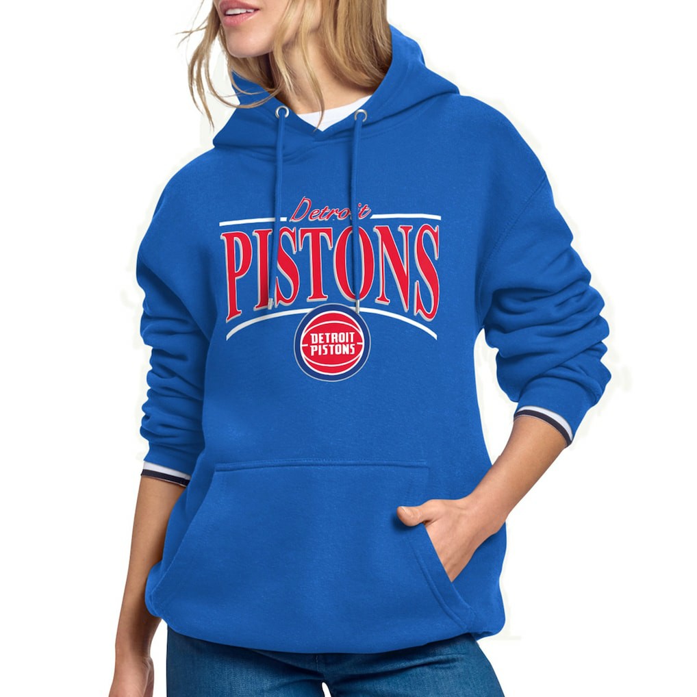 Detroit Pistons Starter Women's Arch Stripe Fleece Hoodie Blue - NBA