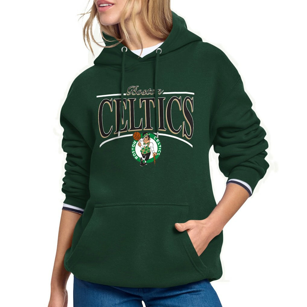 Boston Celtics Starter Women's Arch Stripe Fleece Hoodie Kelly Green - NBA