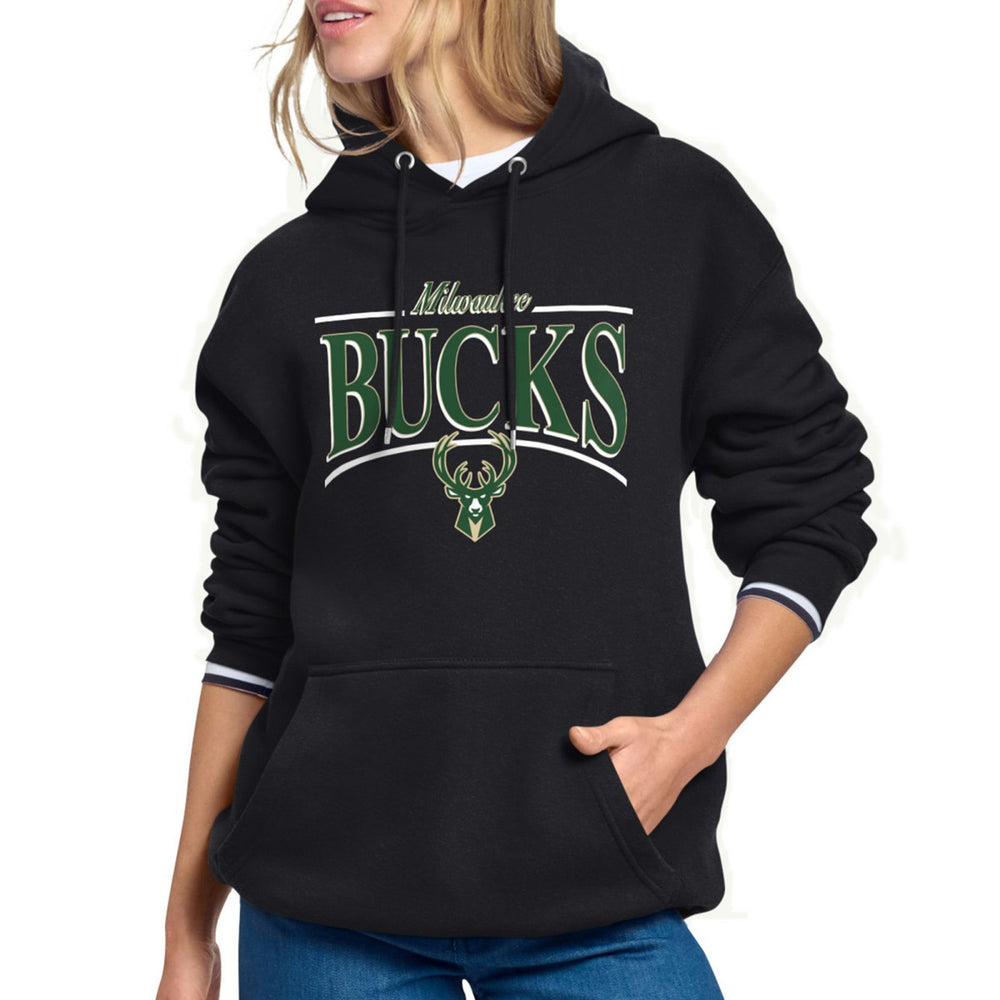 Milwaukee Bucks Starter Women's Arch Stripe Fleece Hoodie Black - NBA