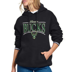 Milwaukee Bucks Starter Women's Arch Stripe Fleece Hoodie Black - NBA