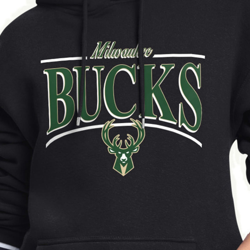 Milwaukee Bucks Starter Women's Arch Stripe Fleece Hoodie Black - NBA