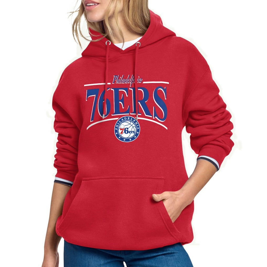 Philadelphia 76ers Starter Women's Arch Stripe Fleece Hoodie Red - NBA