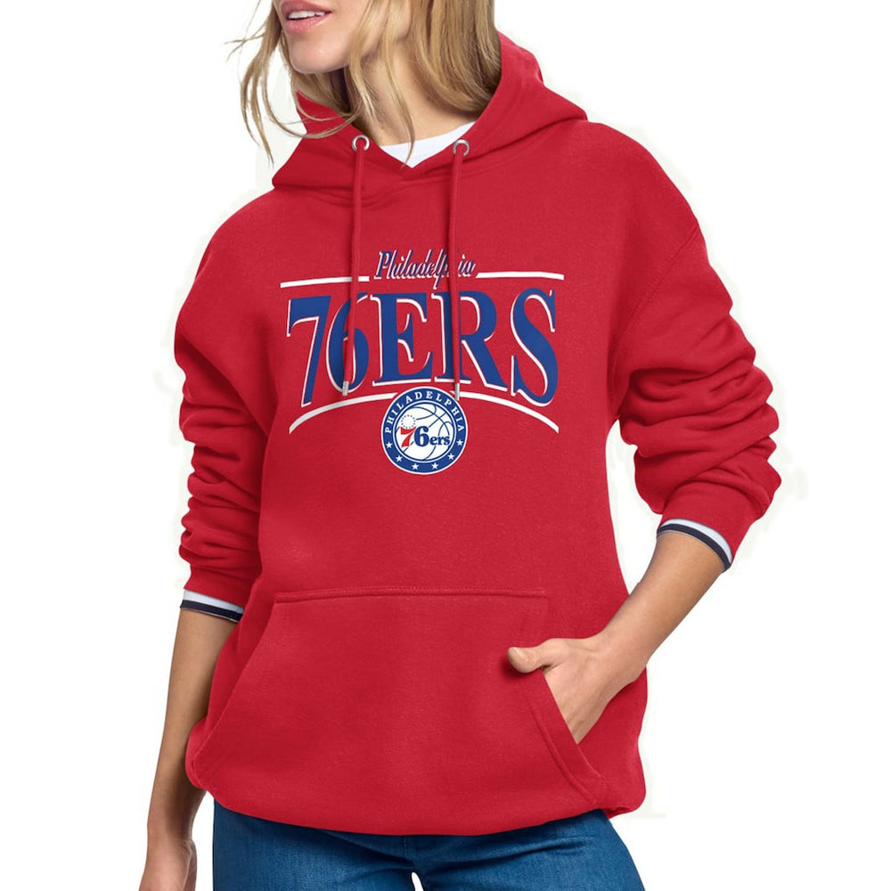 Philadelphia 76ers Starter Women's Arch Stripe Fleece Hoodie Red - NBA