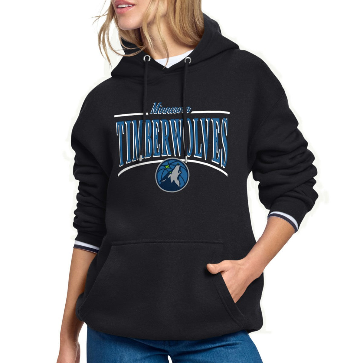 Minnesota Timberwolves Starter Women's Arch Stripe Fleece Hoodie Black - NBA