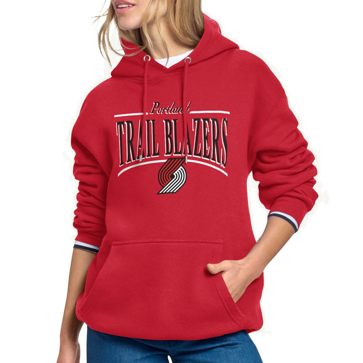 Portland Trail Blazers Starter Women's Arch Stripe Fleece Hoodie Red - NBA