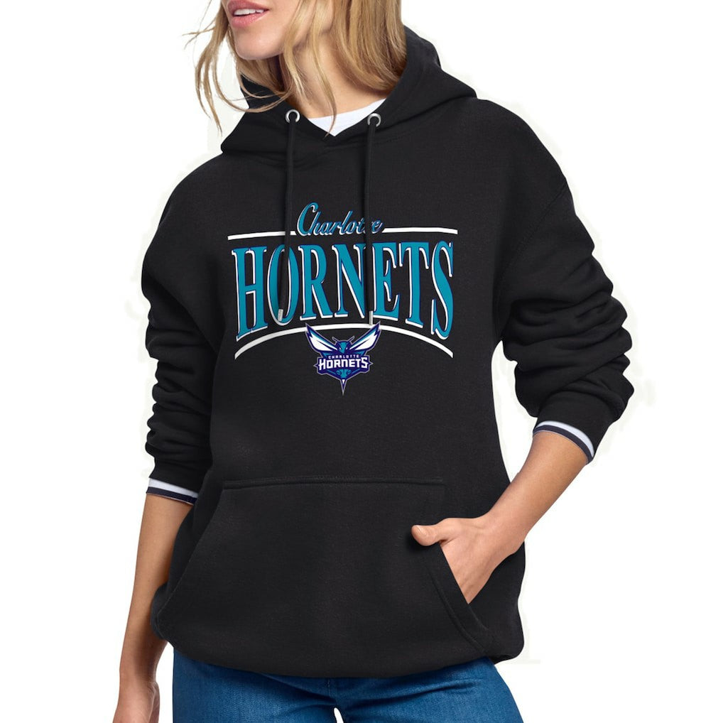 Charlotte Hornets Starter Women's Arch Stripe Fleece Hoodie Black - NBA