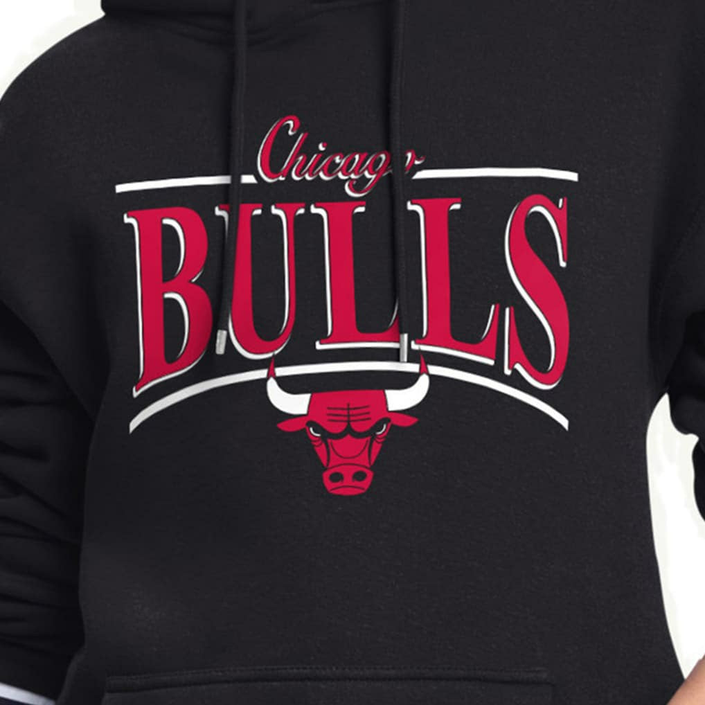 Chicago Bulls Starter Women's Arch Stripe Fleece Hoodie Black - NBA