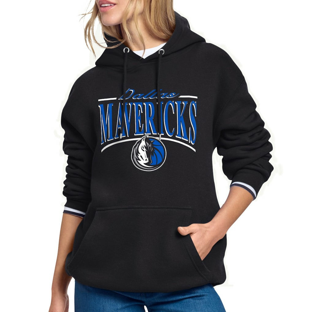 Dallas Mavericks Starter Women's Arch Stripe Fleece Hoodie Black - NBA