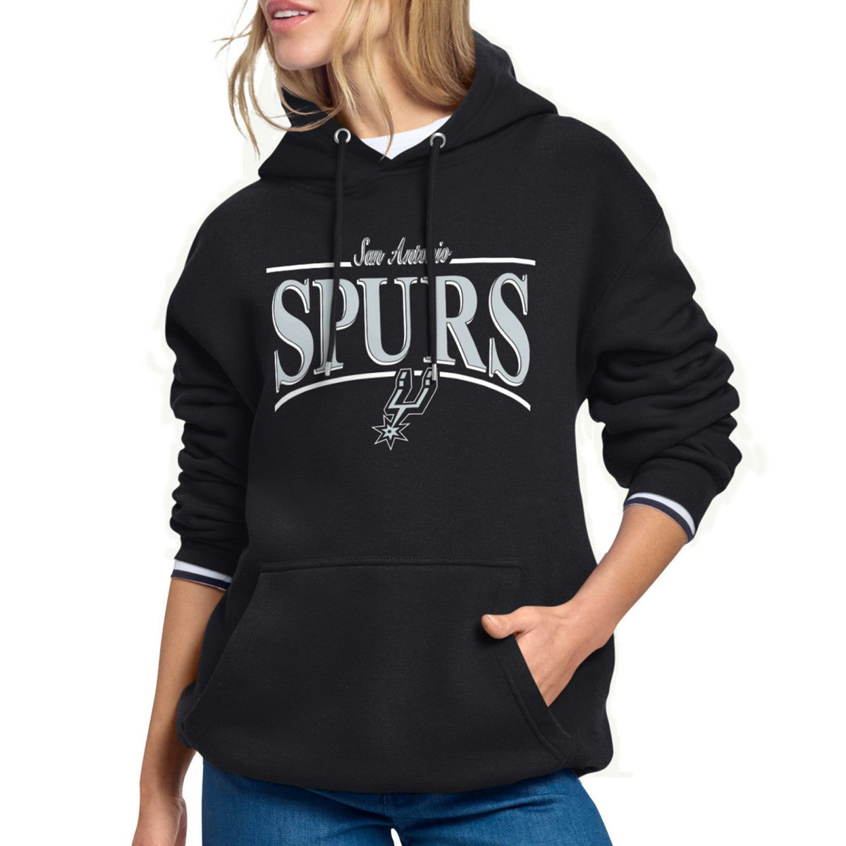 San Antonio Spurs Starter Women's Arch Stripe Fleece Hoodie Black - NBA