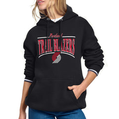 Portland Trail Blazers Starter Women's Arch Stripe Fleece Hoodie Black - NBA